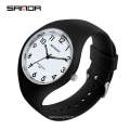 Sanda 6056 Arabic Numerals Quartz Wristwatches Kids Waterproof Silicone Japan Movt Watch